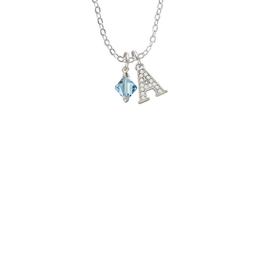March - Hot Blue - 6mm Crystal Bicone Crystal Initial - Sophia Necklace