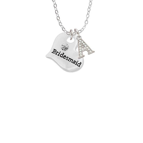 Large Bridesmaid Heart Crystal Initial - Sophia Necklace
