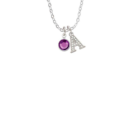 Crystal Purple Channel Drop Crystal Initial - Sophia Necklace