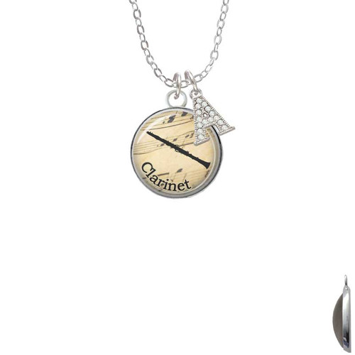 Domed Music - Clarinet Crystal Initial - Sophia Necklace