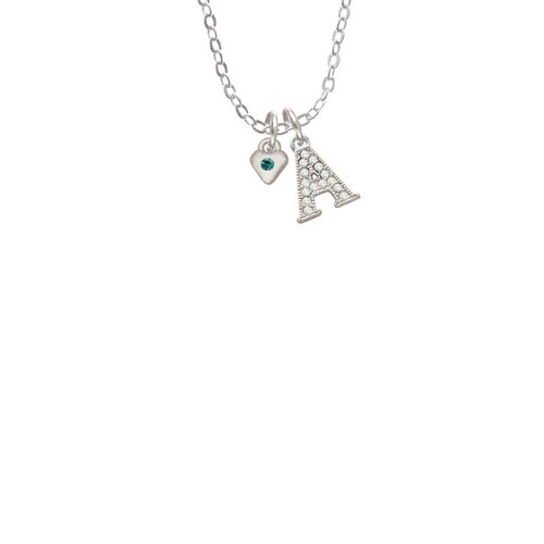 Mini December - Teal Crystal Heart Crystal Initial - Sophia Necklace