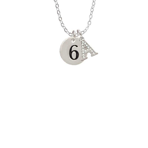 Disc 1/2'' Number - 6 - Crystal Initial - Sophia Necklace