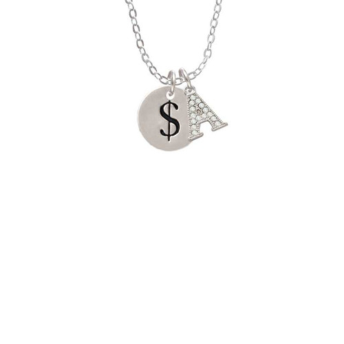 Disc 1/2'' - Symbol - Dollar Sign - $ - Crystal Initial - Sophia Necklace