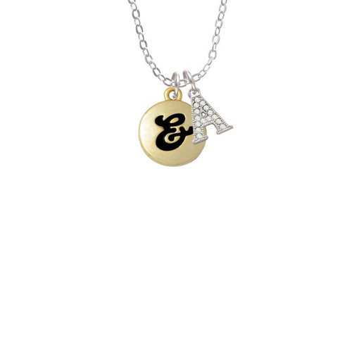 Capital Gold Tone Letter - & - Pebble Disc - Crystal Initial - Sophia Necklace