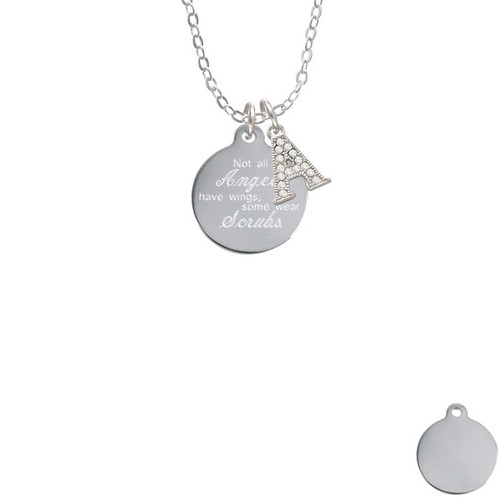 Stainless Steel Disc Angels Wear Scrubs Crystal Initial - Sophia Necklace