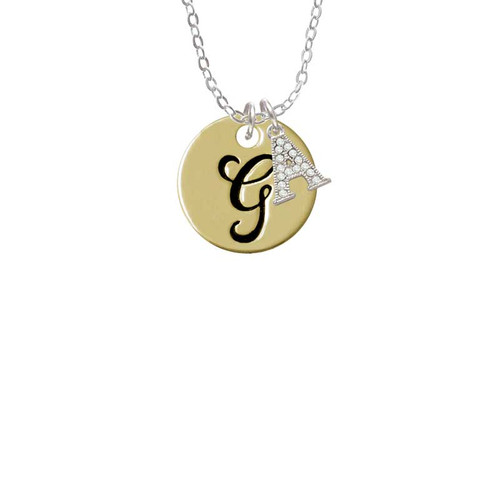 Large Gold Tone Disc Letter - G - 3/4'' Crystal Initial - Sophia Necklace