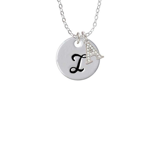 Large Script Letter - I - 3/4'' Disc - Crystal Initial - Sophia Necklace