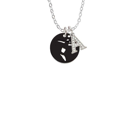 Acrylic Small Black Disc Volleyball Player Crystal Initial - Sophia Necklace