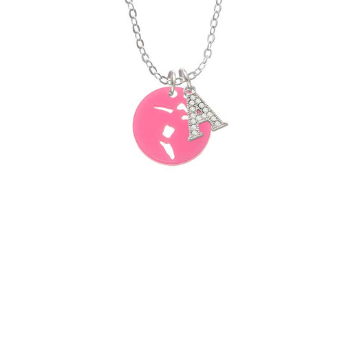 Acrylic Small Pink Disc Volleyball Player Crystal Initial - Sophia Necklace
