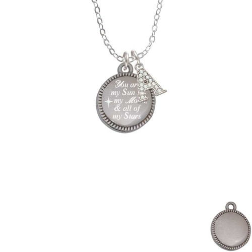 Stainless Steel You are My Sun, My Moon on Flange Crystal Initial - Sophia Necklace