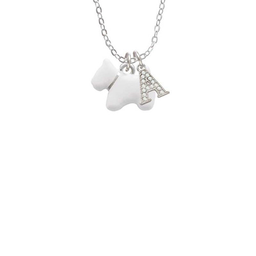 White Westie Dog Crystal Initial - Sophia Necklace