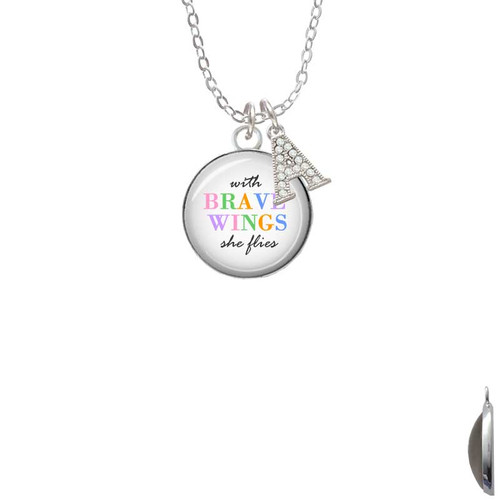 Domed Brave Wings Crystal Initial - Sophia Necklace