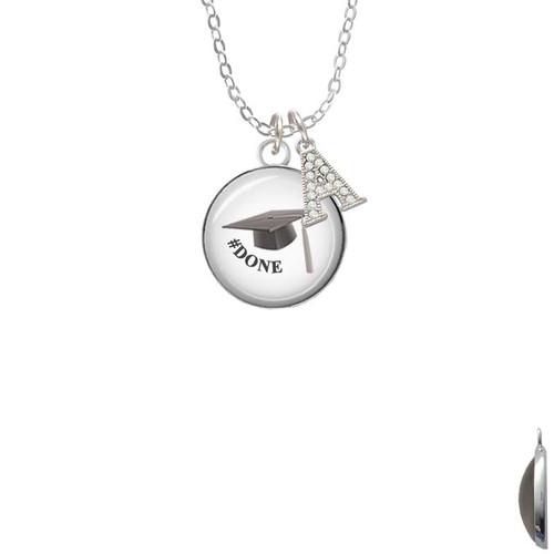 Domed #Done Graduation Hat Crystal Initial - Sophia Necklace
