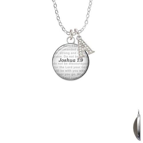 Domed Joshua 1:9 Crystal Initial - Sophia Necklace