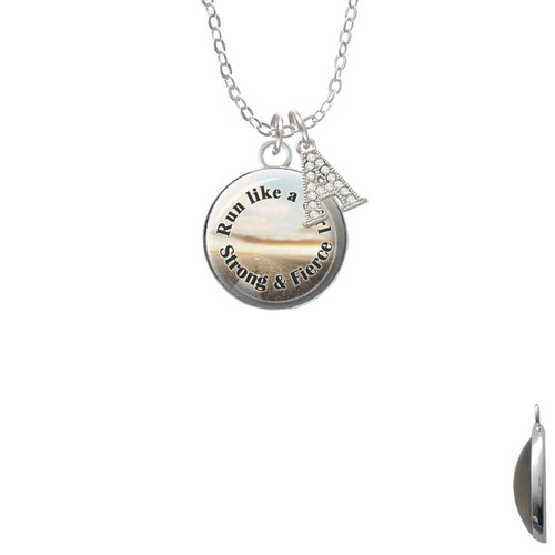 Domed Run Like a Girl - Strong and Fierce Crystal Initial - Sophia Necklace