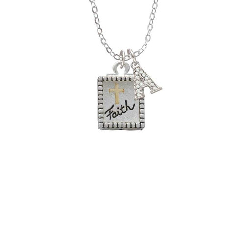 Shadow Box ''Faith'' with Gold Tone Cross Crystal Initial - Sophia Necklace