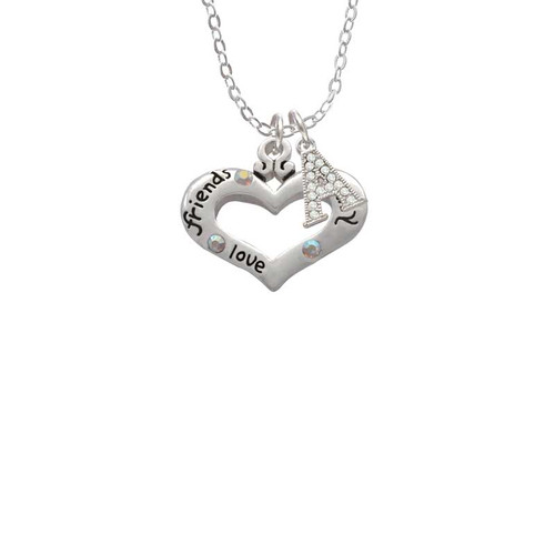 Heart with 3 AB Crystals - Friends Family Love Crystal Initial - Sophia Necklace