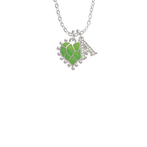 Lime Green Giraffe Print Heart Crystal Initial - Sophia Necklace