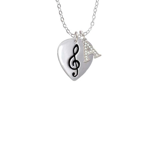 Large Clef on Guitar Pick Crystal Initial - Sophia Necklace
