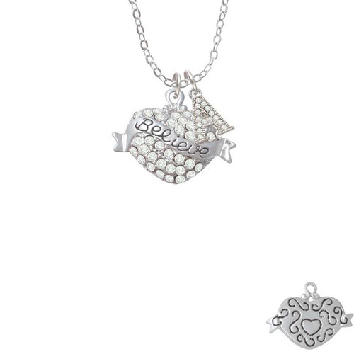 Believe Banner on Clear Crystal Heart Crystal Initial - Sophia Necklace