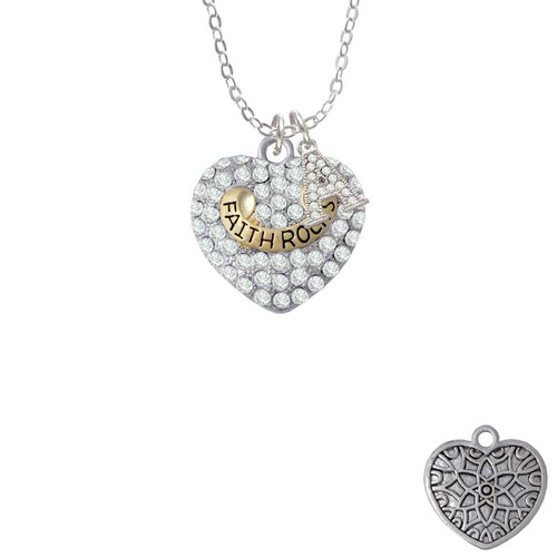 Gold Tone 'Faith Rocks' on Clear Crystal Heart Crystal Initial - Sophia Necklace
