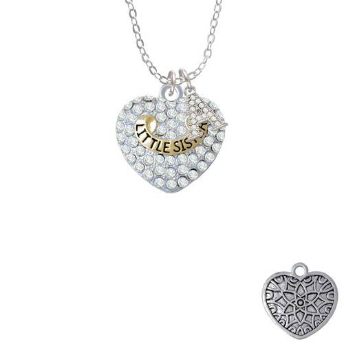 Gold Tone Little Sister Rock on Clear Crystal Heart Crystal Initial - Sophia Necklace