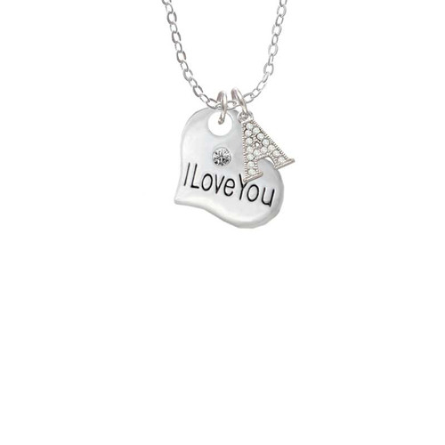Large I Love You Heart Crystal Initial - Sophia Necklace
