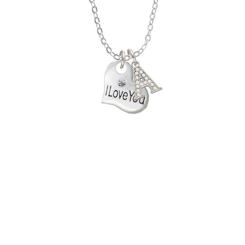 Small I Love You Heart Crystal Initial - Sophia Necklace