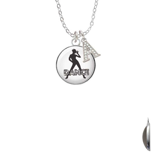 Domed Jazz Girl with Hat Crystal Initial - Sophia Necklace