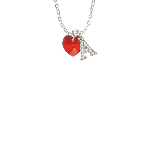 Red Crystal Heart Crystal Initial - Sophia Necklace