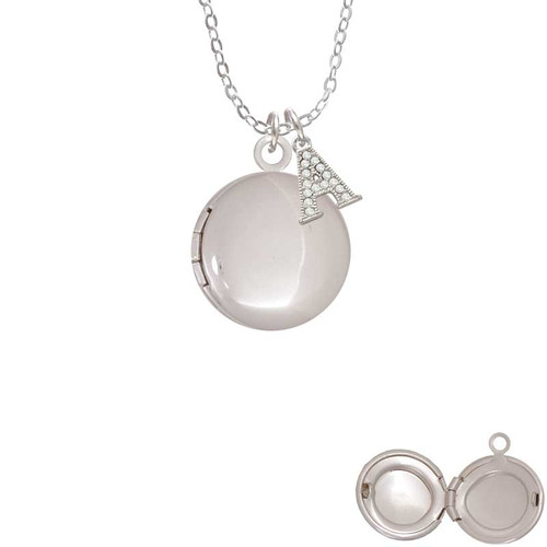 20mm Round Locket - Blank Crystal Initial - Sophia Necklace