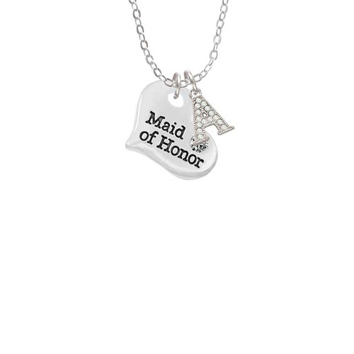 Large Maid of Honor Heart Crystal Initial - Sophia Necklace