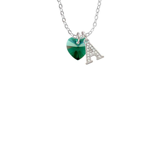 Green Crystal Heart Crystal Initial - Sophia Necklace
