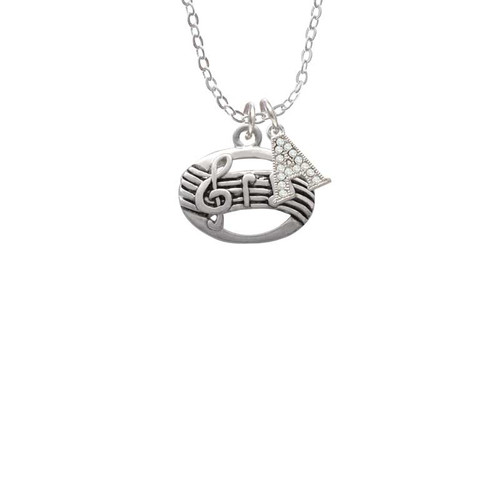 Oval with Music Notes Crystal Initial - Sophia Necklace