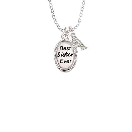 Best Sister Ever Oval Crystal Initial - Sophia Necklace