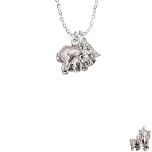 Loved Elephant with Baby Crystal Initial - Sophia Necklace