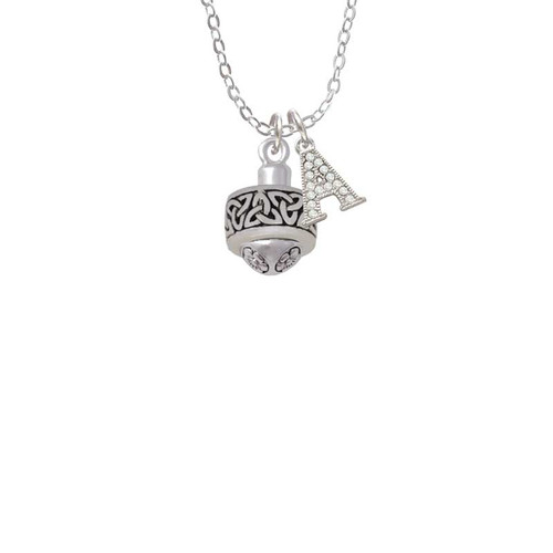 Celtic Knot Trinity Band Spinner Crystal Initial - Sophia Necklace