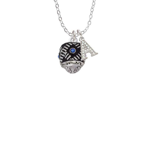 Diagonal Banded Barrel with Blue Crystals Spinner Crystal Initial - Sophia Necklace