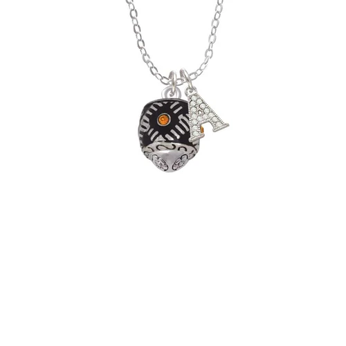 Diagonal Banded Barrel with Yellow Crystals Spinner Crystal Initial - Sophia Necklace