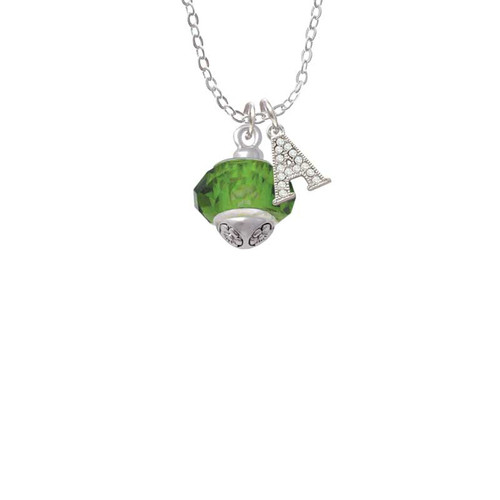 Green Faceted Glass Spinner Crystal Initial - Sophia Necklace