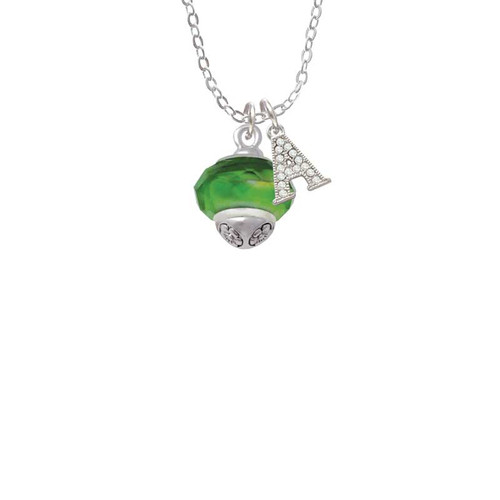 Green & Yellow Faceted Glass Spinner Crystal Initial - Sophia Necklace