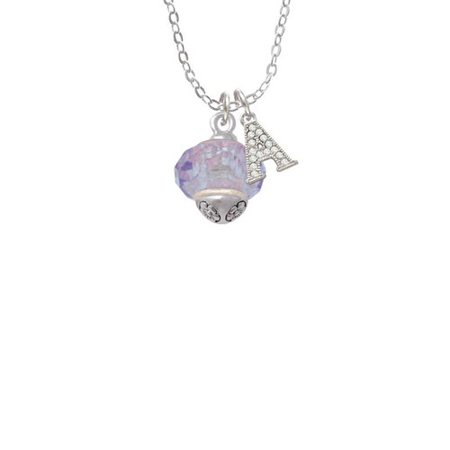 Light Purple Faceted Glass Spinner Crystal Initial - Sophia Necklace
