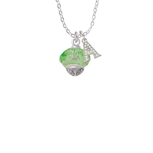 Lime Green Faceted Glass Spinner Crystal Initial - Sophia Necklace