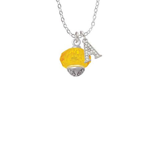 Yellow Faceted Glass Gold Tone Spinner Crystal Initial - Sophia Necklace
