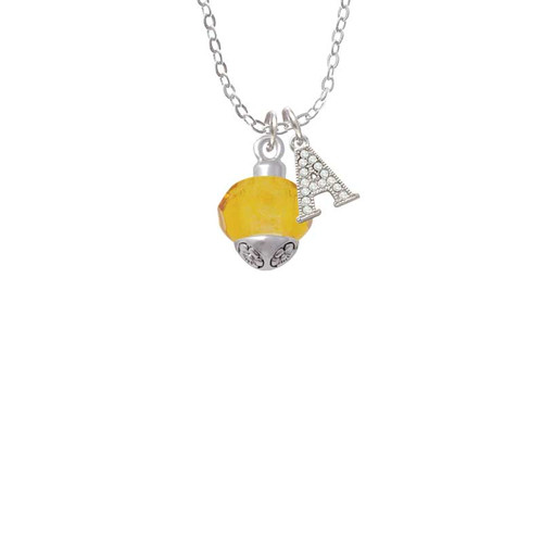 12mm Faceted Yellow Glass Spinner Crystal Initial - Sophia Necklace