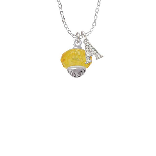 Yellow Faceted Glass Spinner Crystal Initial - Sophia Necklace