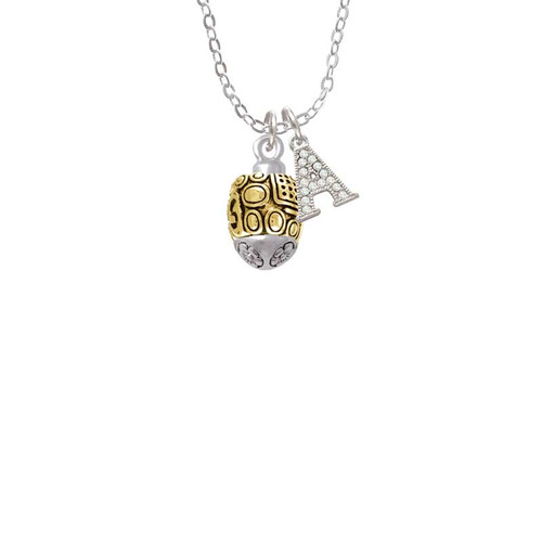 Fancy Geometric Pattern Gold Tone Spinner Crystal Initial - Sophia Necklace