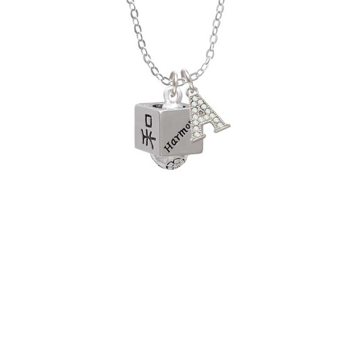 Chinese Symbol Harmony Square Spinner Crystal Initial - Sophia Necklace