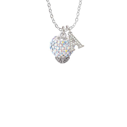 Clear AB Crystal Sparkle Spinner Crystal Initial - Sophia Necklace