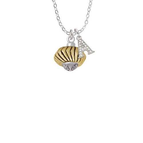 Large Angled Rope Gold Tone Spinner Crystal Initial - Sophia Necklace